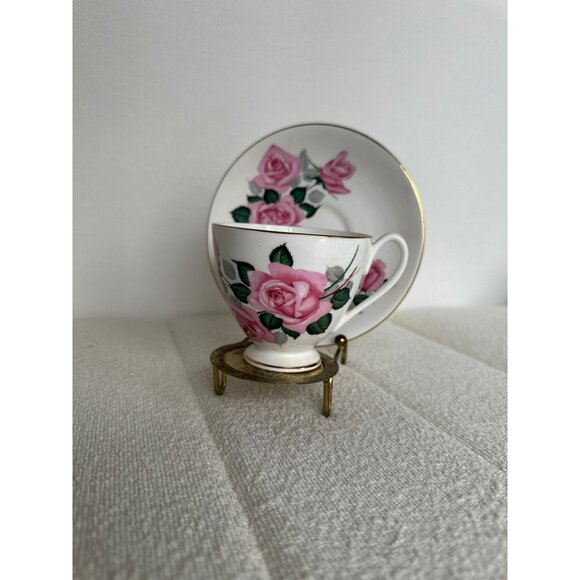 Queen Anne Bone China Tea Cup & Saucer Set With Pink Rose Design - Picture 7 of 15